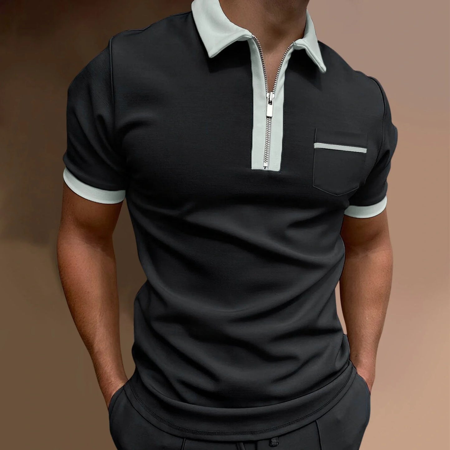 Men's lapel slim pocket T-shirt in various colours and sizes