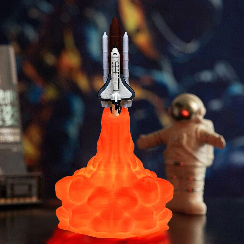 3D printed rocket night light with adjustable brightness settings, creating a captivating ambience in any space