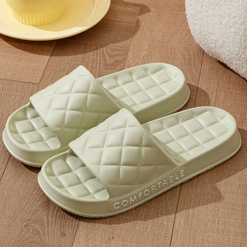 Cozy plaid indoor slippers with soft, silent, and waterproof EVA construction for comfortable all-day wear