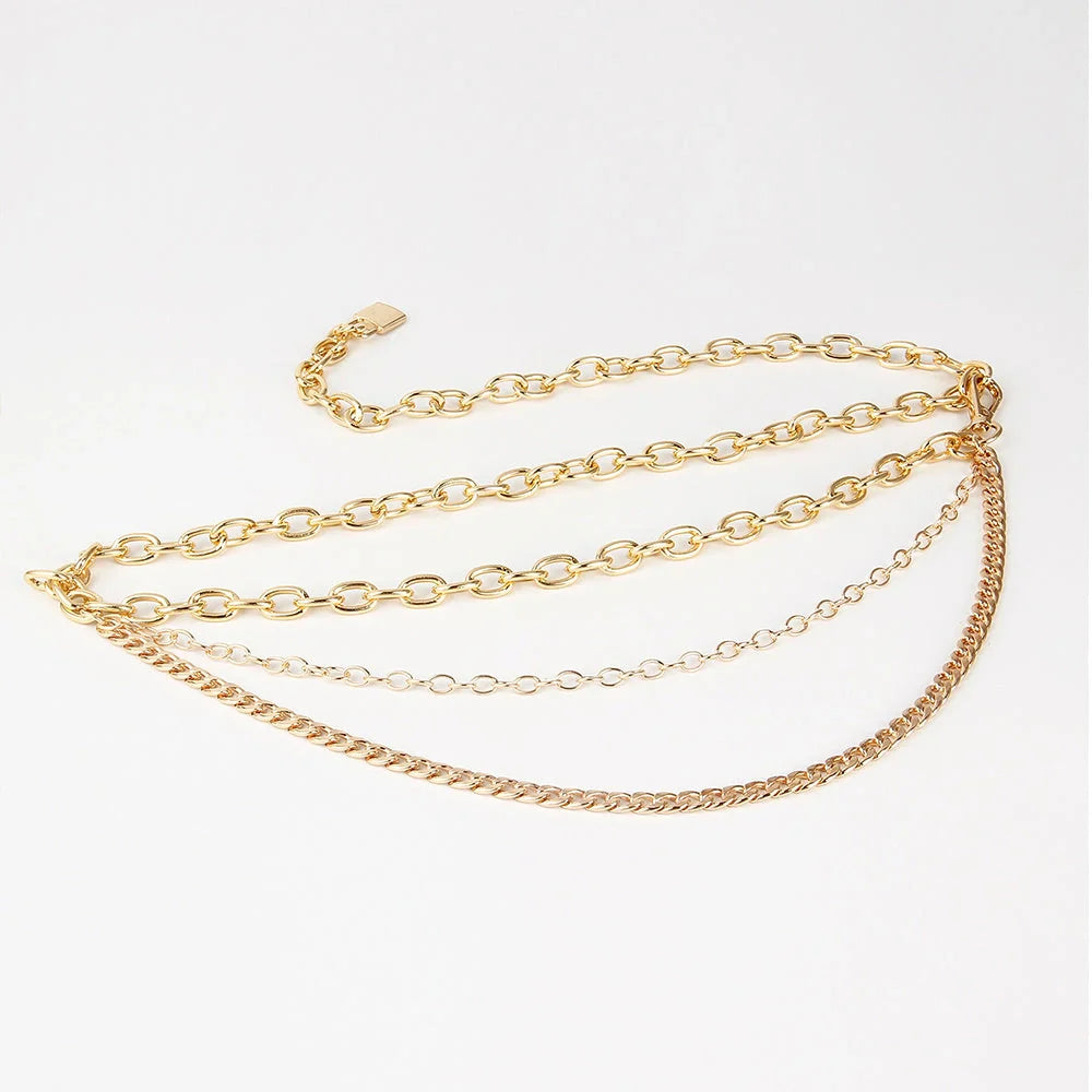 Adjustable alloy waist chain in golden and silver for summer hip hop punk styling