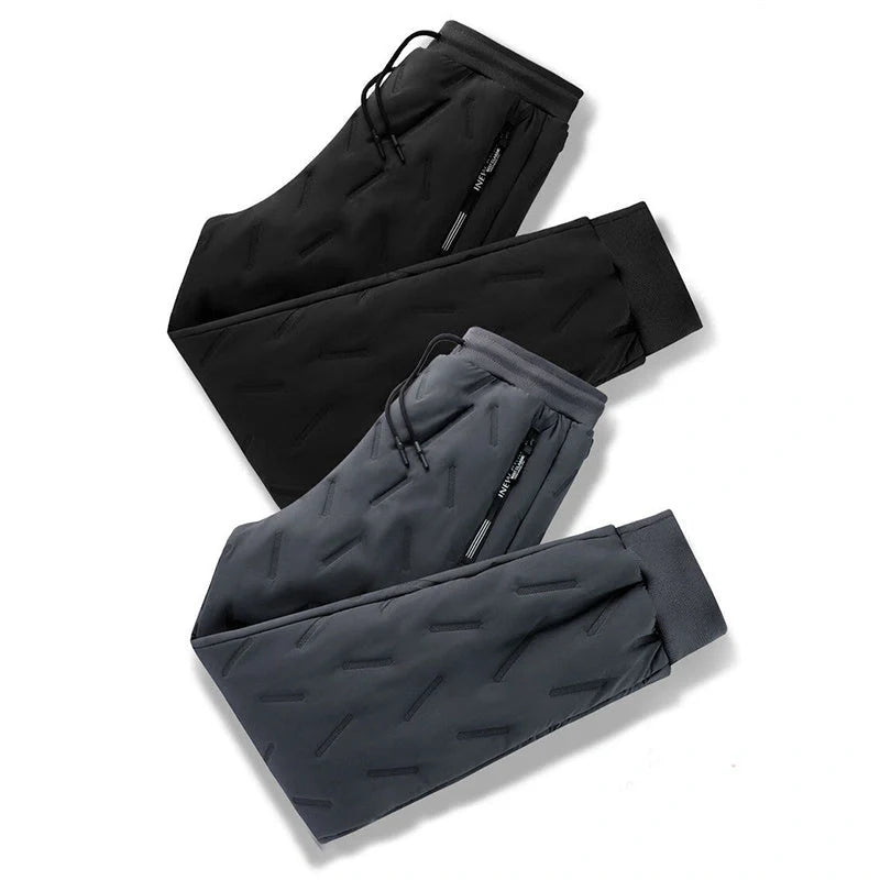 Men's winter velvet fleece jogging pants with zip pocket