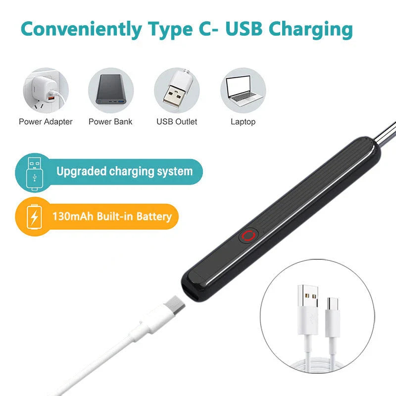 Wireless Otoscope Ear Wax Removal Tool with 360° HD Camera and LED Light for Comprehensive Ear Examination and Cleaning