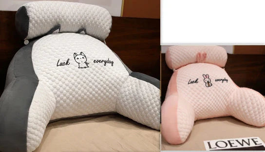 Plush lumbar cushion with ergonomic design for comfortable back and neck support on sofa, chair, and bed