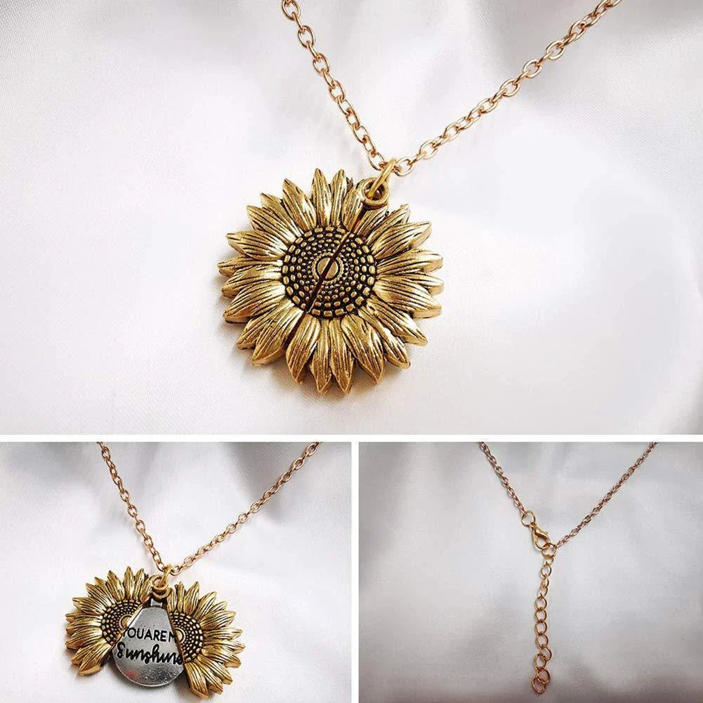 Radiant sunflower necklace with adjustable length and modern design