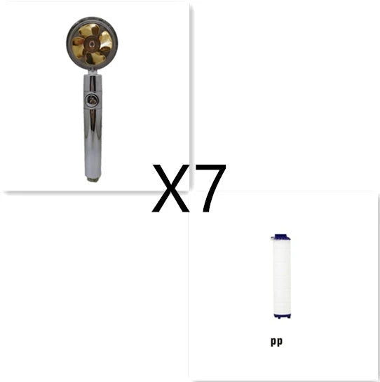 360-degree rotating high-pressure shower head with built-in fan and adjustable water spray