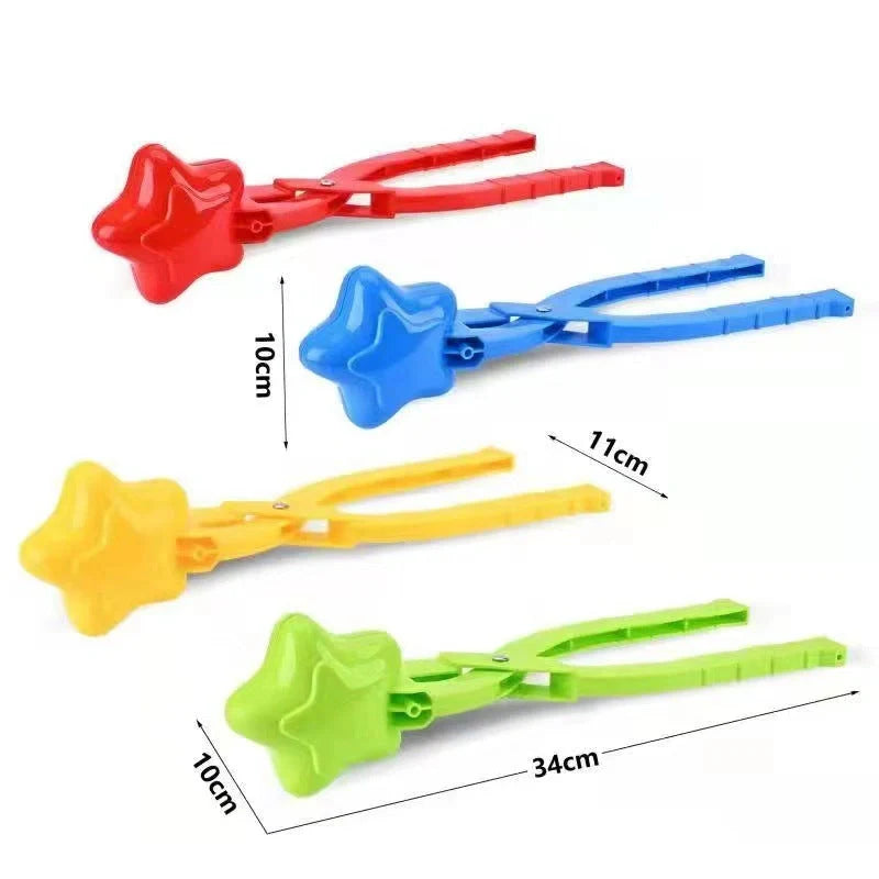 Heart-shaped snowball maker for kids in red, green, pink, yellow, and blue