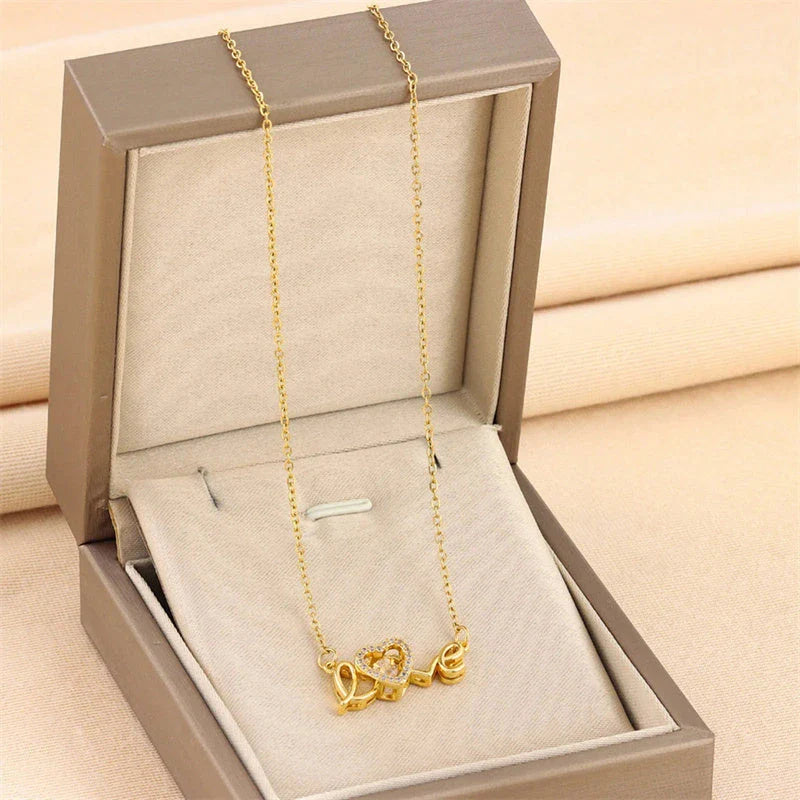 Titanium steel necklace with elegant clavicle chain design, a fashionable accessory for Valentine's Day