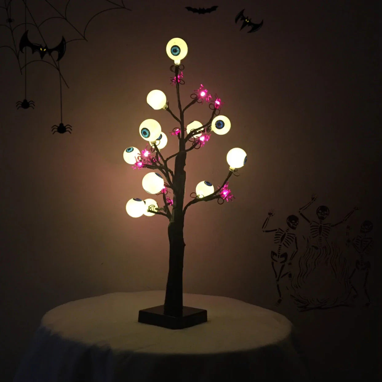 Enchanting Halloween Black Birch Tree Lights - Spooky Desk Decoration with 24 Warm White LED Lights for UK Homes