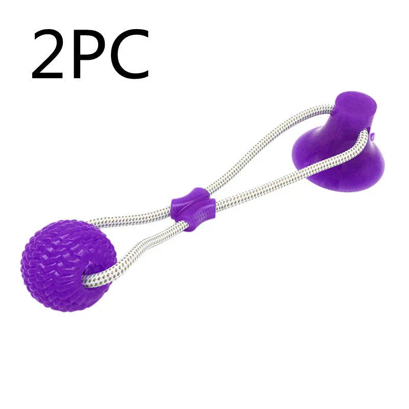 Durable, colourful chew toy with unique sucker design for dogs to play and maintain dental health