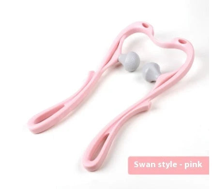 Ergonomic neck massager with six rolling balls for relieving muscle tension and soreness