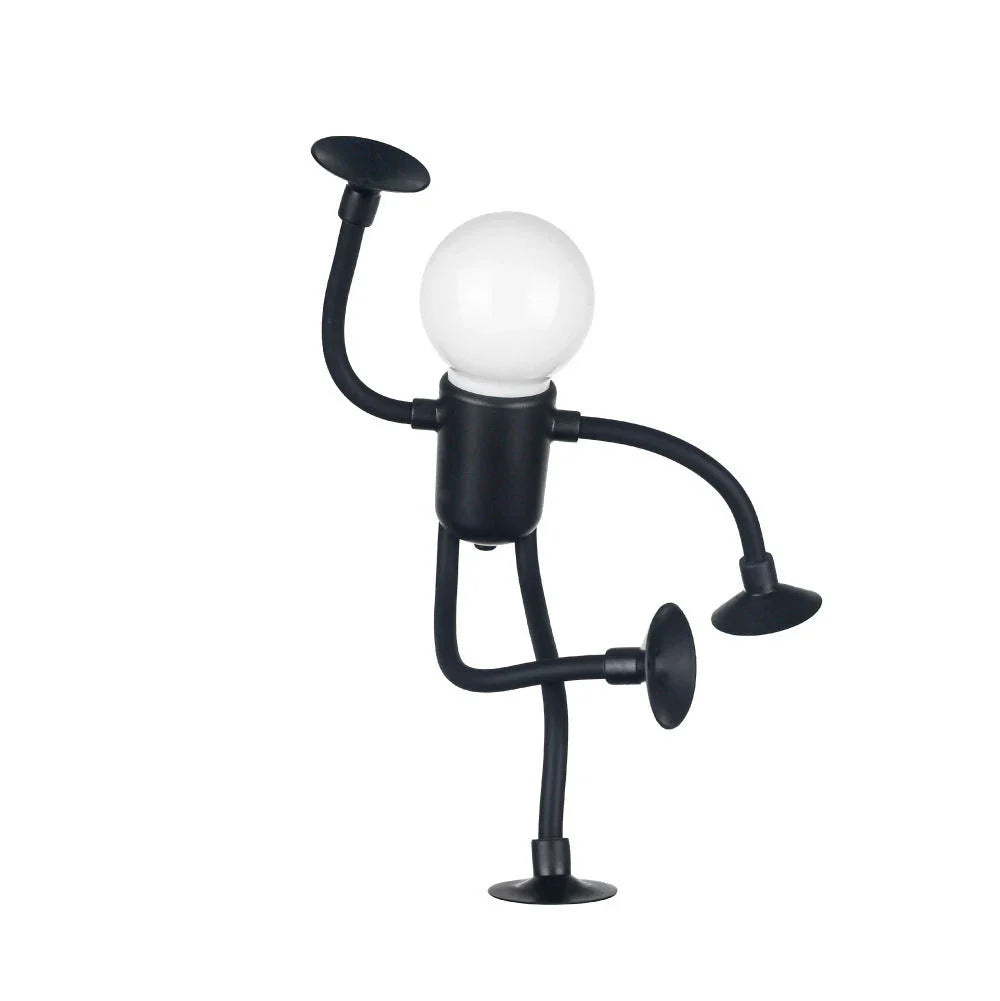Posable sportsman night light with suction cup for versatile desk lamp placement