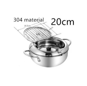 Premium stainless steel folding fryer with thermometer, perfect for frying french fries and other crispy dishes