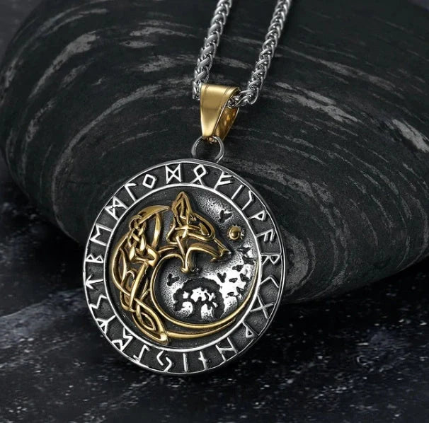Vintage Norse rune necklaces for men, featuring a range of intricate Viking symbols and designs crafted from premium stainless steel