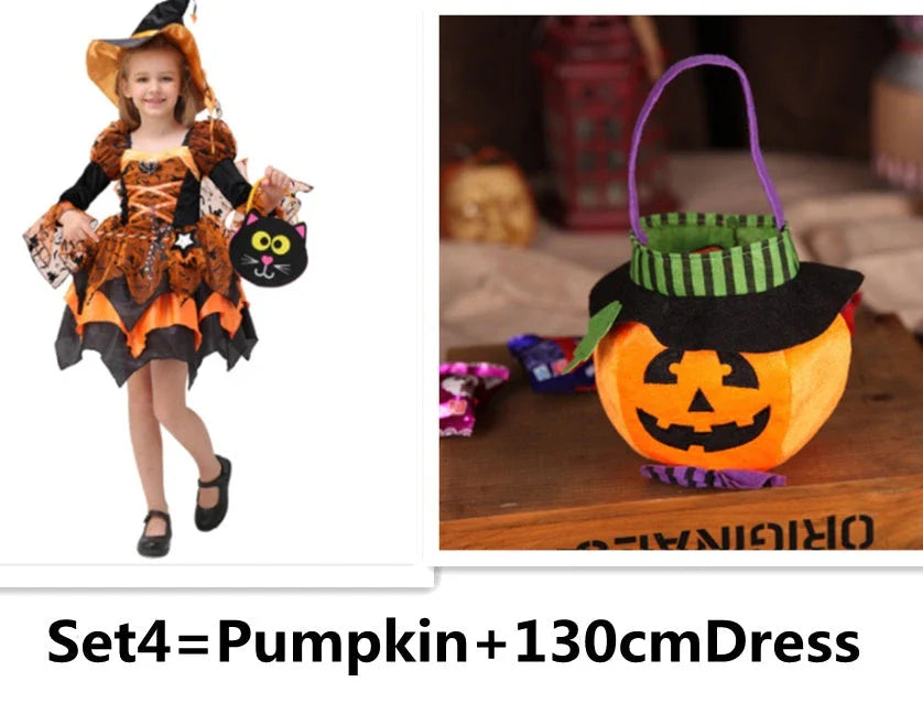 A children's Halloween costume in the form of a princess dress, featuring a stylish and fashionable design made with soft, gentle materials.