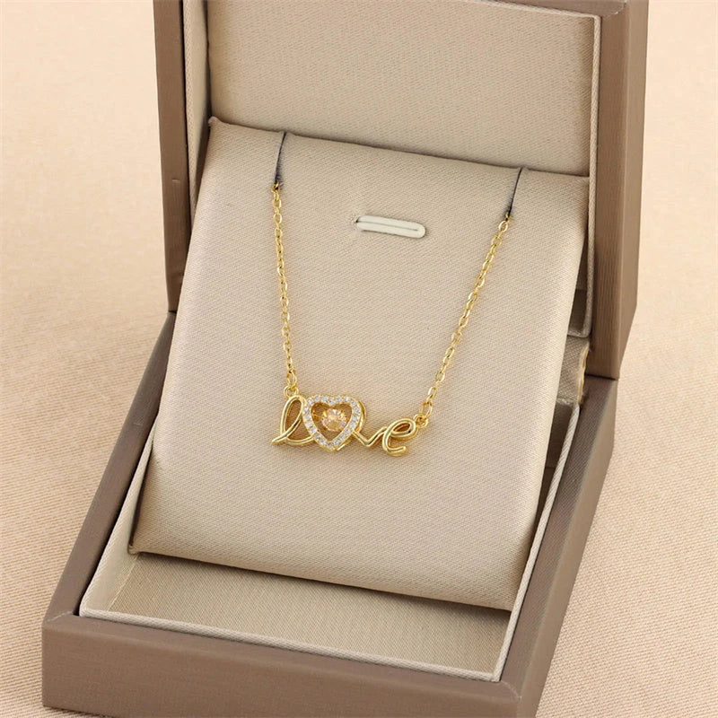 Titanium steel necklace with elegant clavicle chain design, a fashionable accessory for Valentine's Day