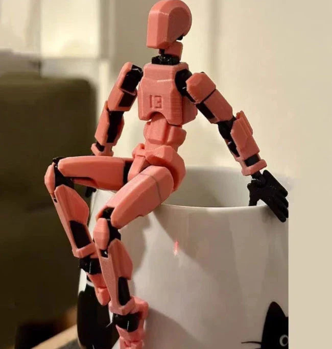 Poseable 3D-printed transforming robot action figure toy in various bright colors