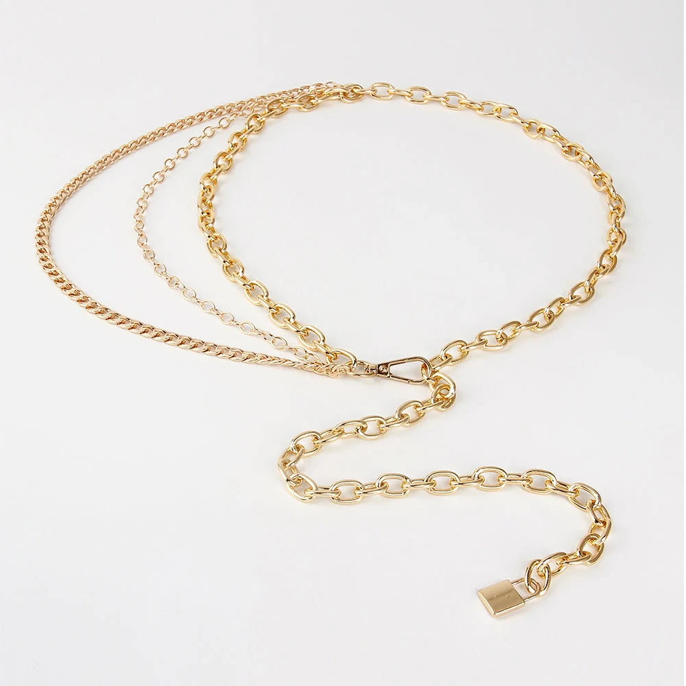 Adjustable alloy waist chain in golden and silver for summer hip hop punk styling