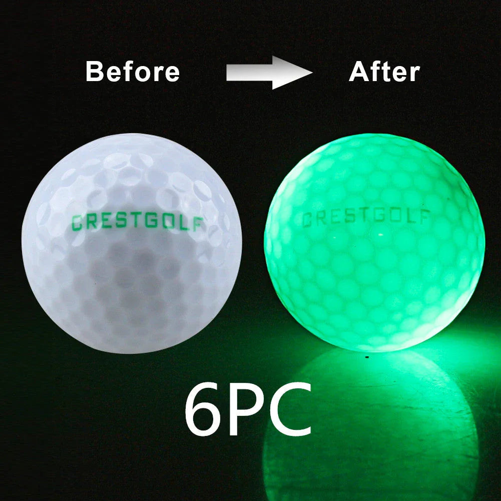 Luminous golf balls emitting a trail of light as they soar through the night sky, offering a captivating golfing experience.