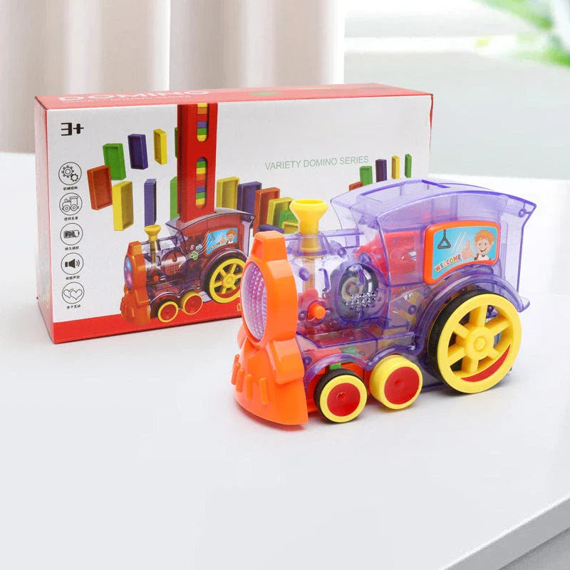Automatic Domino Train Toy - Motorized Building Set for Kids with Vibrant Colors and Sturdy Construction