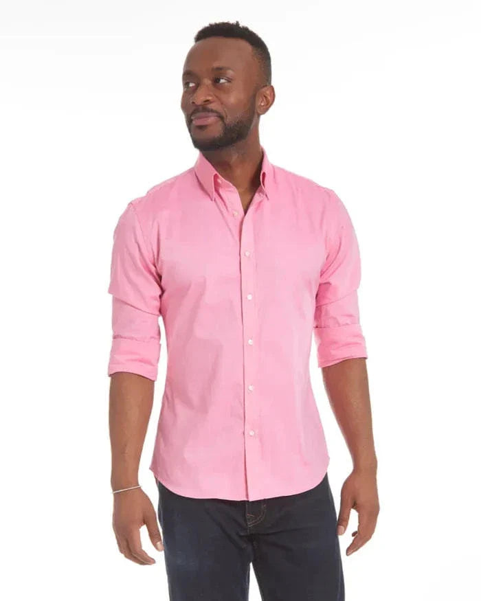Long sleeve zip-up shirt with button and lapel details in a variety of colors