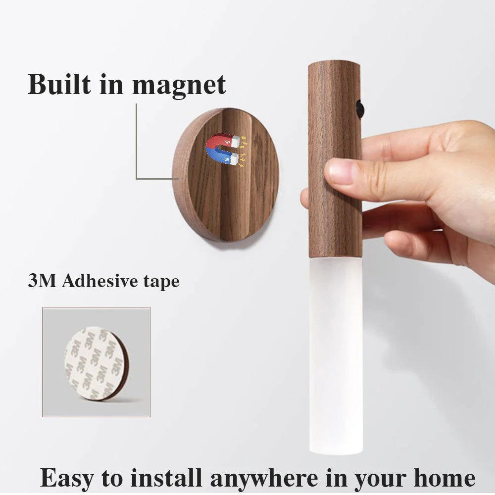 Cordless Magnetic LED Night Light with Motion Sensor for Hallways, Porches, and Cabinets