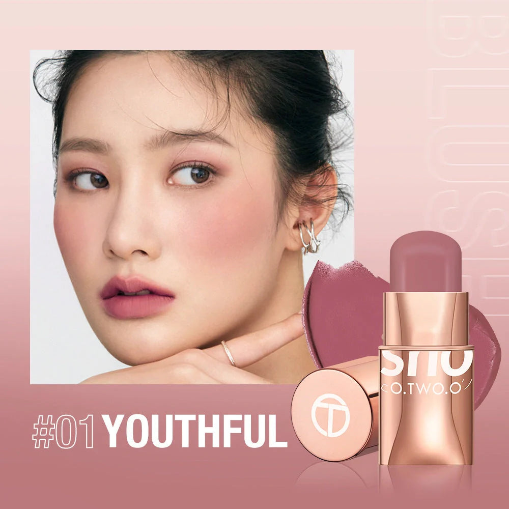 Nourishing Natural Blush Stick in various shades, offering a smooth, radiant complexion