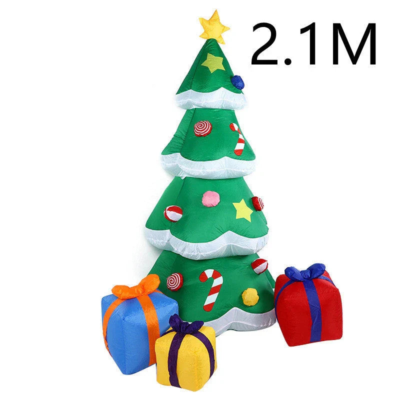 Festive LED Christmas Decor Set with Glowing Santa, Christmas Tree, and Snowman Inflatables
