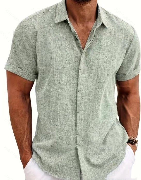 Men's stylish loose linen short-sleeved t-shirt in various colours