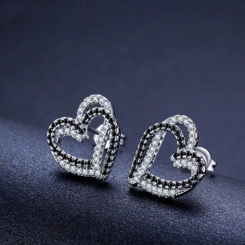 GiftHome UK Stylish Copper Heart Earrings with Double Buckle Design