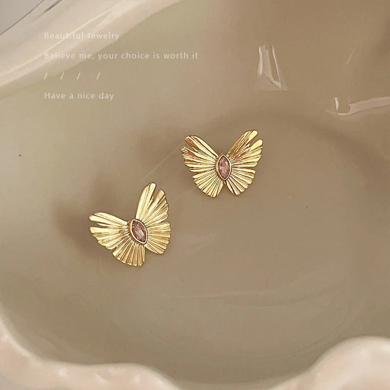 Retro Hong Kong style elegant alloy ear studs for women