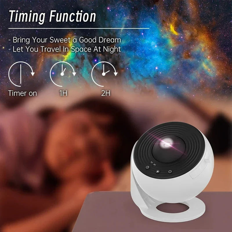 Galaxy Projector with 12 display scenarios, including solar system, galaxies, and nebulae, for a mesmerizing home decor experience