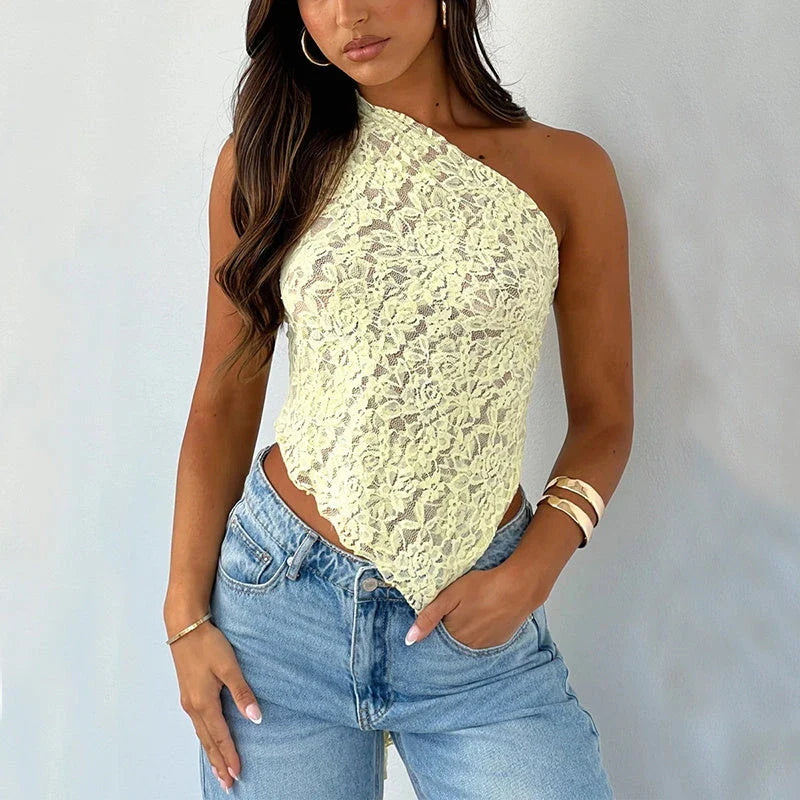 Chic backless lace top in various colors, featuring a unique design, slim fit, and breathable polyester fabric for effortless summer style.