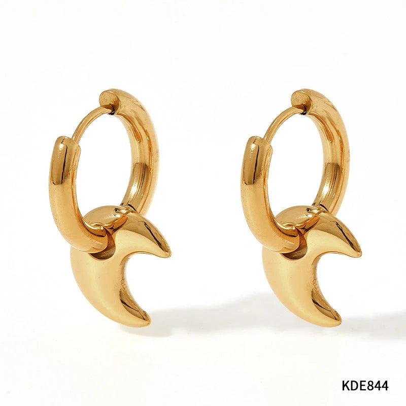 Elegant stainless steel earrings with a glossy finish, available in classic gold and silver tones.