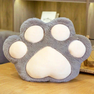 Plush office chair cushion with adorable paw-shaped design in various colors and sizes