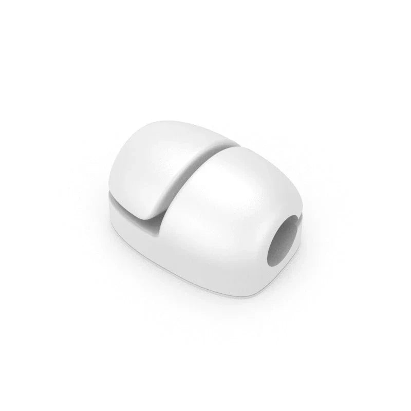 Premium silicone cable clips in various colours for organising and managing cables on desks, entertainment units, and other surfaces