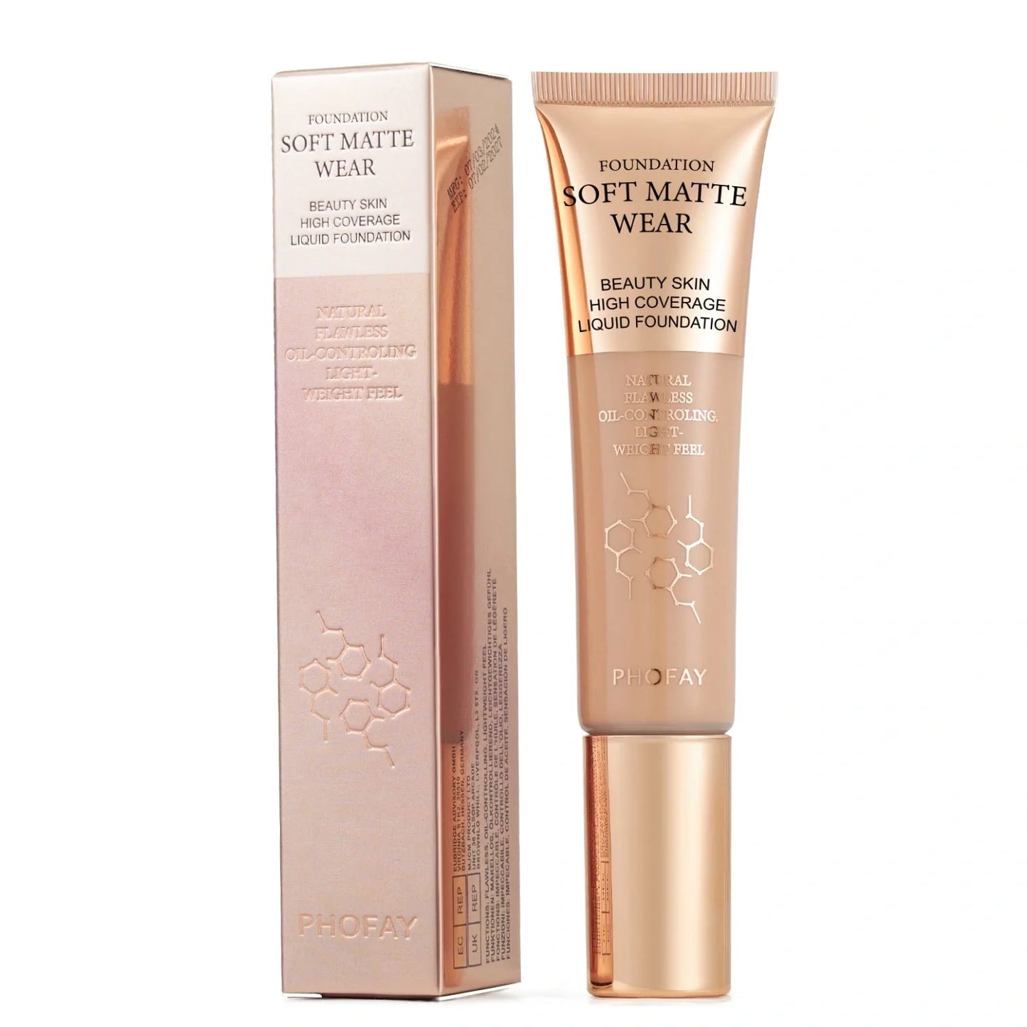 PHOFAY Full Coverage Foundation in various shades, 30ml oil-controlling formula