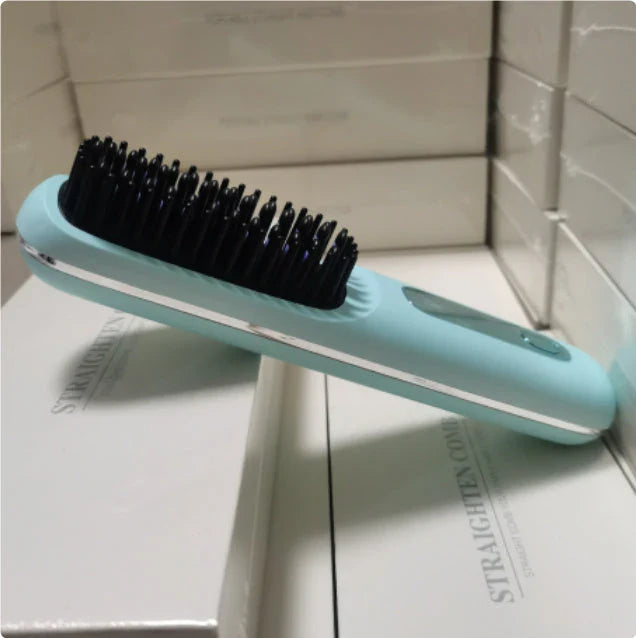 Cordless 2-in-1 Hair Straightener Brush with LCD Display, Offering Versatile Styling on the Go