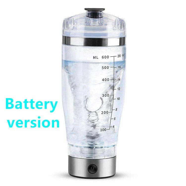 Cordless USB powered protein shake mixer cup with sleek white design and large 600ml capacity