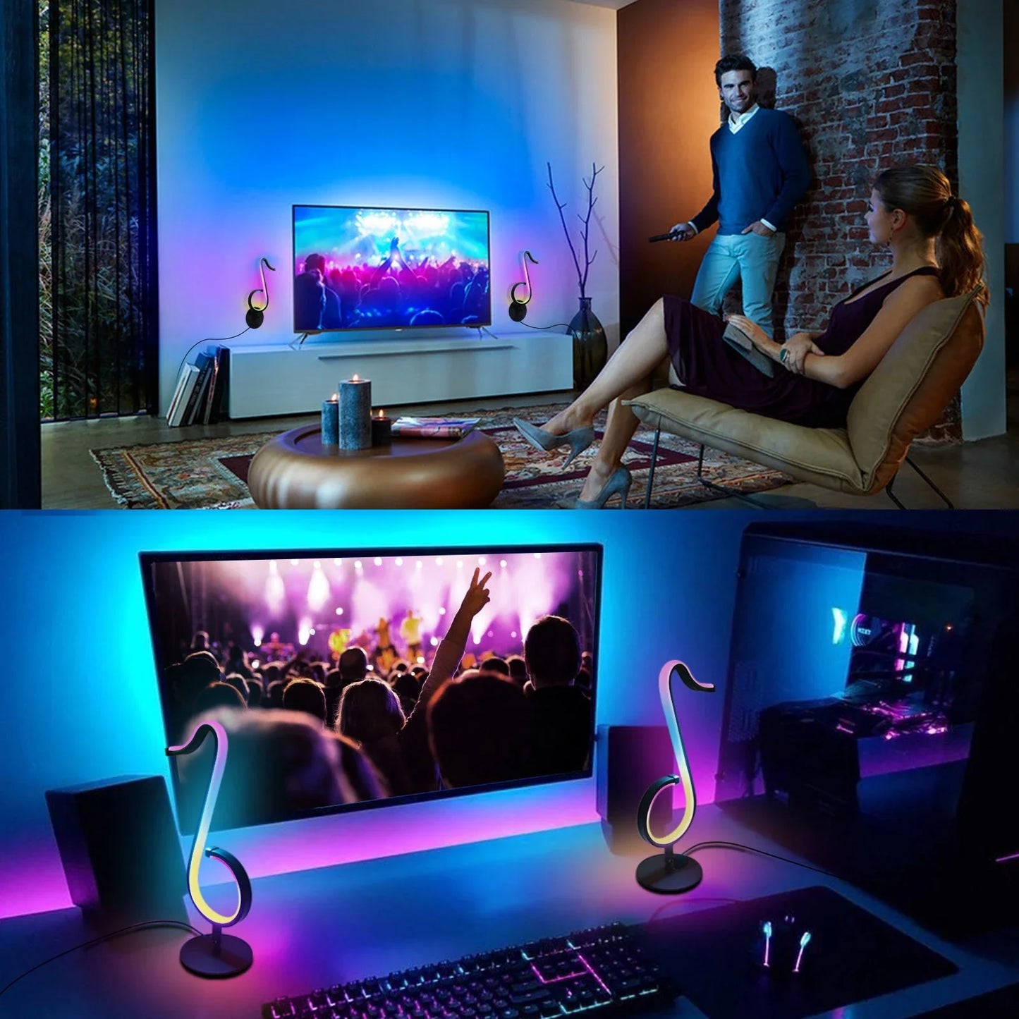 Stylish rotating atmosphere lighting with adjustable RGB effects, ideal for home decor