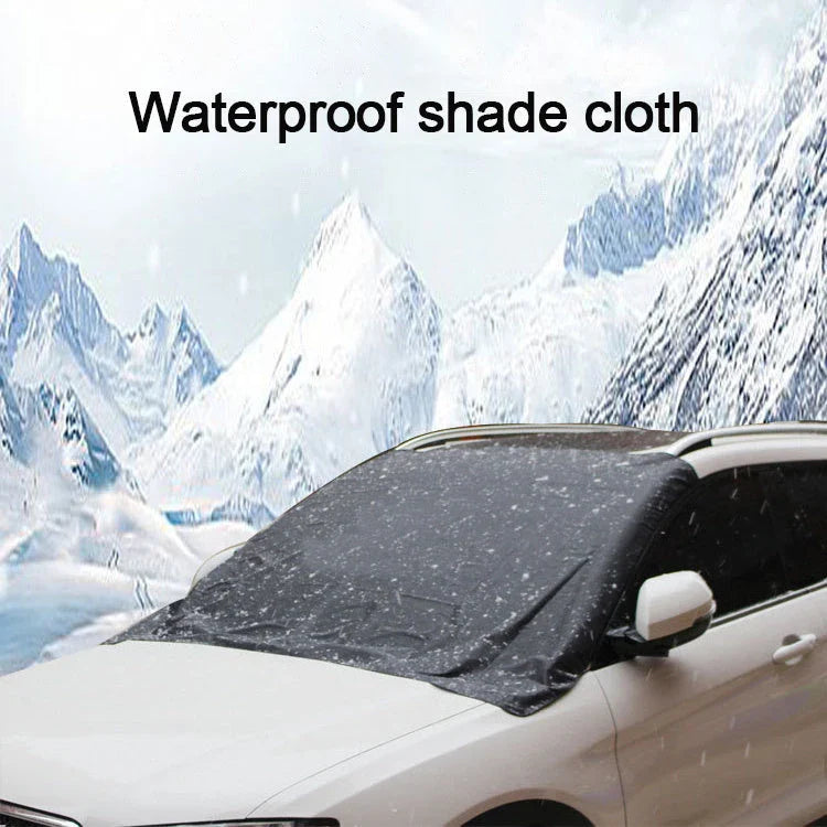 Premium magnetic car windshield cover in silver and black, designed to protect against snow, ice, and sun glare for safe and hassle-free driving.