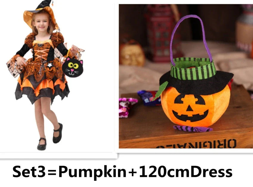 A children's Halloween costume in the form of a princess dress, featuring a stylish and fashionable design made with soft, gentle materials.