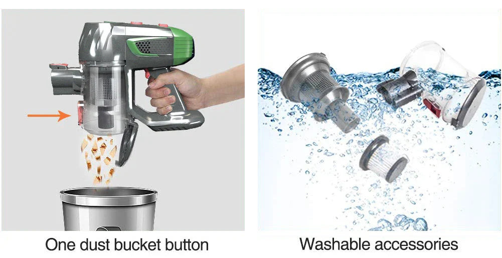 Cordless vacuum cleaner with powerful suction, foldable design, and versatile cleaning capabilities for home and car use