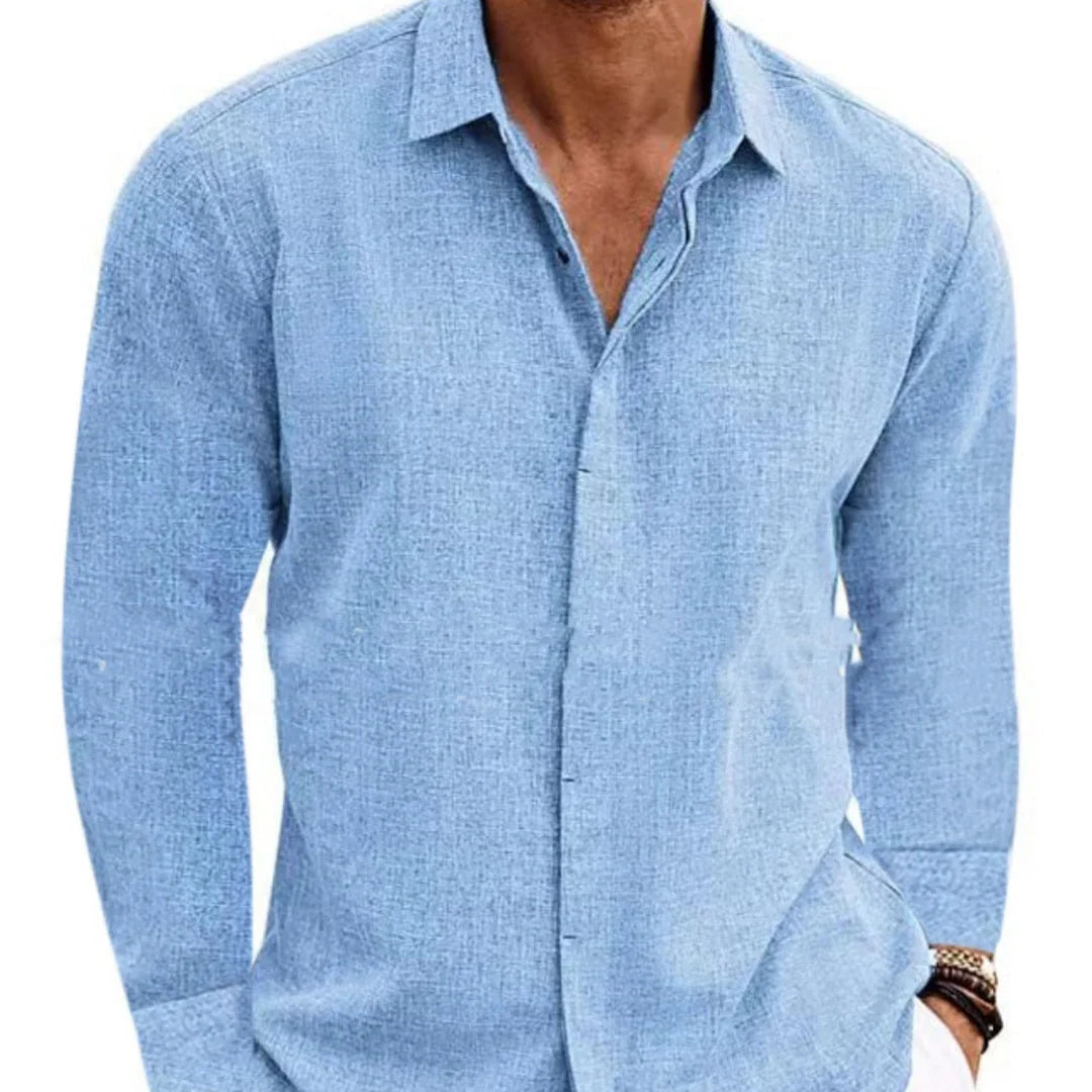 Men's American Retro Long Sleeve T-shirt in various solid colours