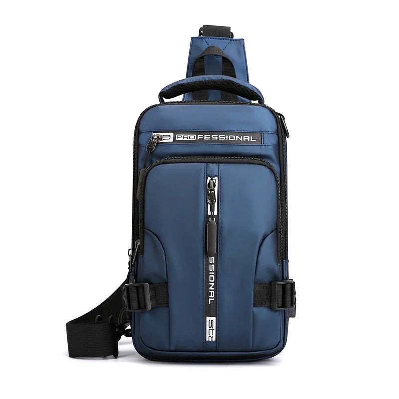 Versatile crossbody bag with multiple pockets and compartments, made of durable nylon for the modern, on-the-go gentleman