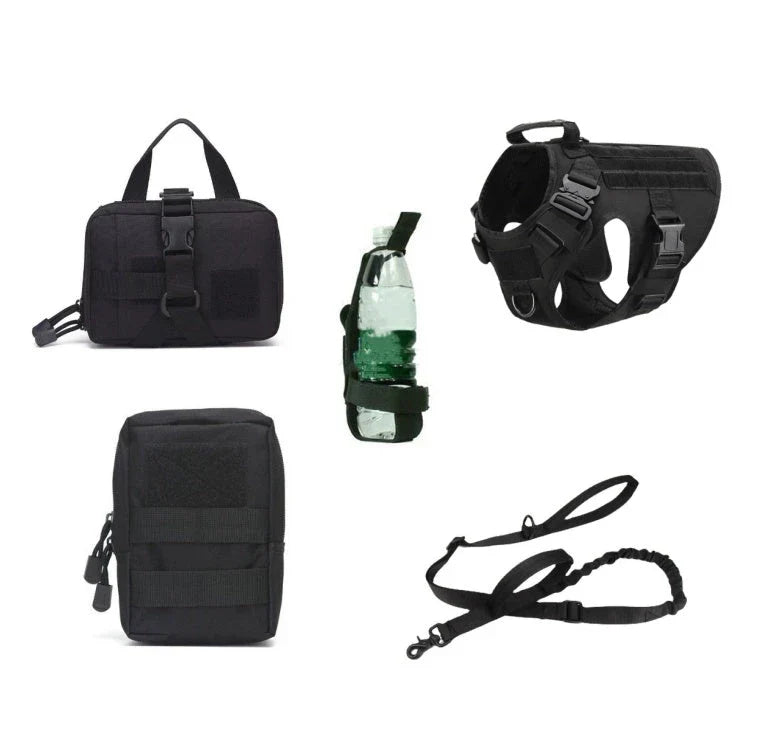 Tactical K9 Service Dog Harness with Reinforced Top Handle, Customizable Panels, and Military-Grade Construction