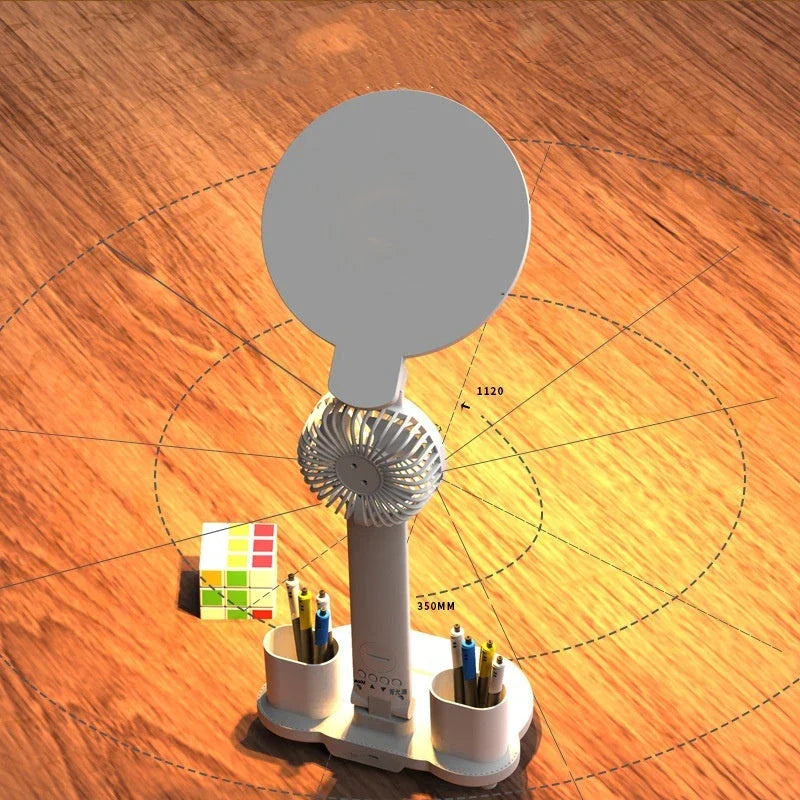 Versatile USB charging table lamp with LED clock, dimmable lighting, and detachable fan for workspace convenience and comfort