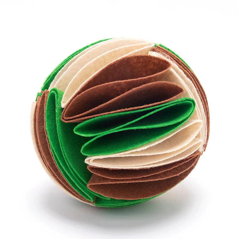 Foldable Dog Snuffle Ball in various colours for pet training and feeding