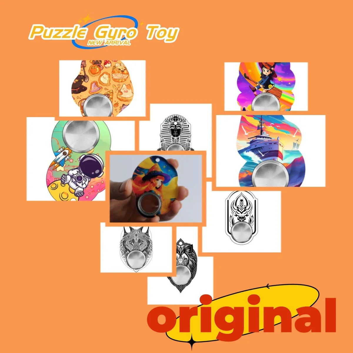 Customizable fidget spinner keychain in various vibrant designs to relieve stress, improve focus, and reduce anxiety