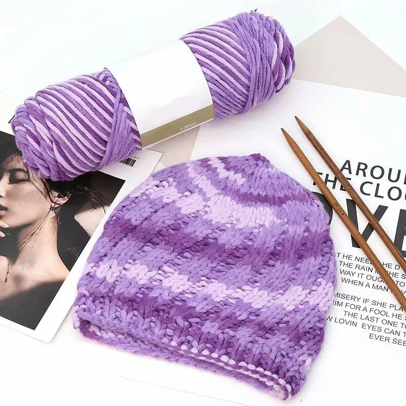 Luxurious gradient milk cotton yarn balls in a variety of vibrant colours, perfect for knitting, weaving, and other textile crafts.