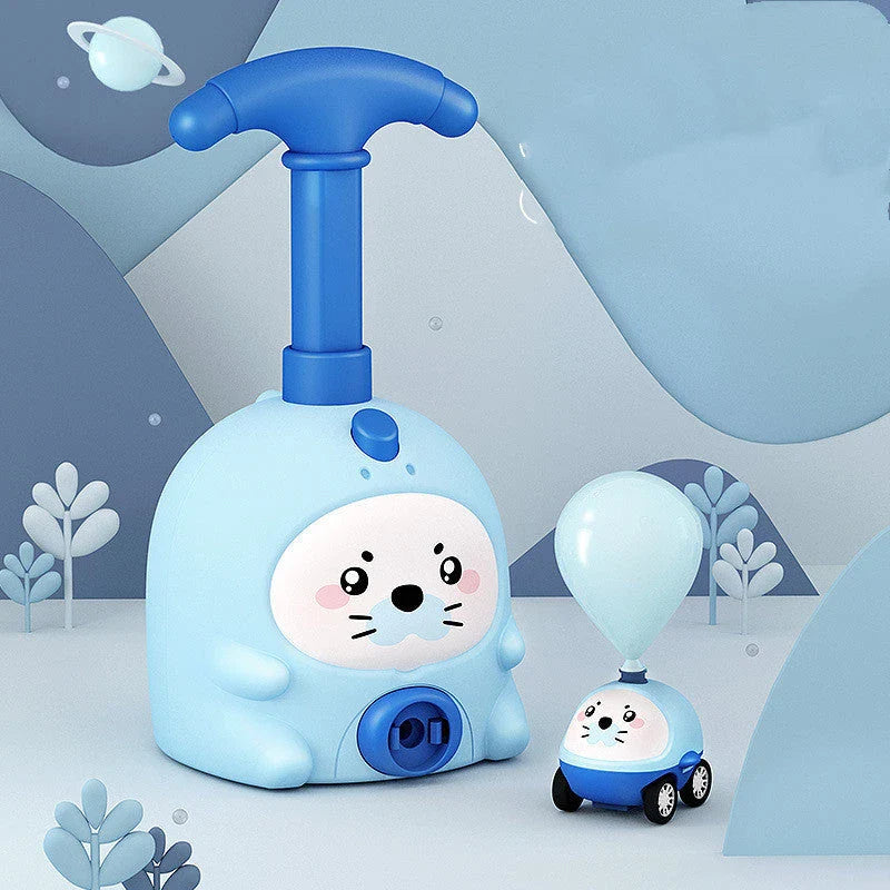 Balloon-powered car toys in various vibrant colours designed to engage children in hands-on STEM learning and independent exploration